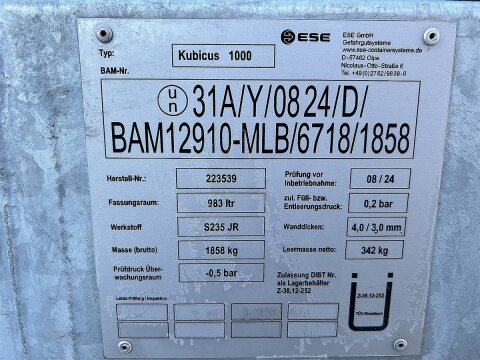 Mobile Tankstelle Diesel 1000 l – doppelwandig verzinkt, 230 V Pumpe 45 l/min gebraucht