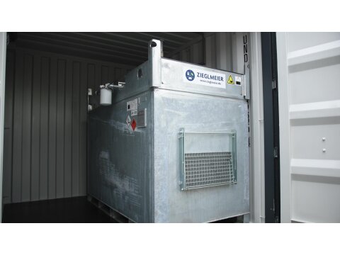 FuelTainer 3000 Liter Tankstellencontainer und Diesel Abfüllplatz – mobile Tankstelle – Baustellentank mit Dieselpumpe 70 l/min – AwSV