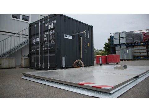 FuelTainer 3000 Liter Tankstellencontainer und Diesel Abfüllplatz – mobile Tankstelle – Baustellentank mit Dieselpumpe 70 l/min – AwSV