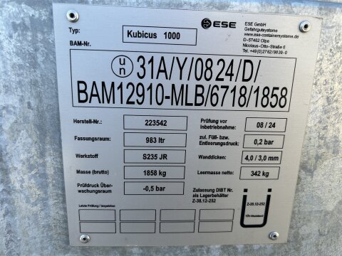 Mobile Tankstelle Diesel 1000 l – doppelwandig verzinkt, 230 V Pumpe 45 l/min gebraucht