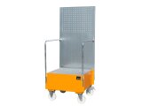 Fahrbare Auffangwanne LPW 200-1 mit Lochplattenwand – 1×200 l, 870×890×2110 mm, inkl. Schiebegriffe & Gitterrostt