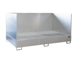 Auffangwanne AW 1000-10F/SW max. 10x200l oder 2x1000l IBC 2690x1650x375mm mit verzinkten Gitterrost und Spritzschutzwand
