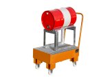 Fahrbare Auffangwanne AW 60-1 SRF max. 1x60l liegend 940x500x1075mm mit verzinkten Gitterrost und Fassauflage