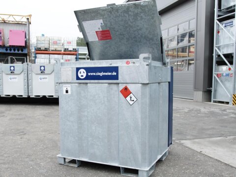 Mobile Tankstelle QUADRO-BLUE 1000-230 – 980 l Diesel + 170 l AdBlue®, doppelwandig, AWsV zugelassen